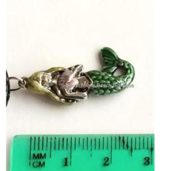 Mermaid Charm Necklace Nautical Island Beach Enamel Pendant Black Cord 18" - Picture 8 of 8